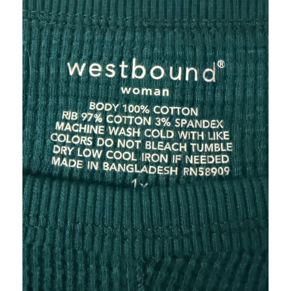 Westbound Teal Waffle Knit Asymmetrical Sharkbite Hem Long Sleeve Top 1X - Picture 4 of 8